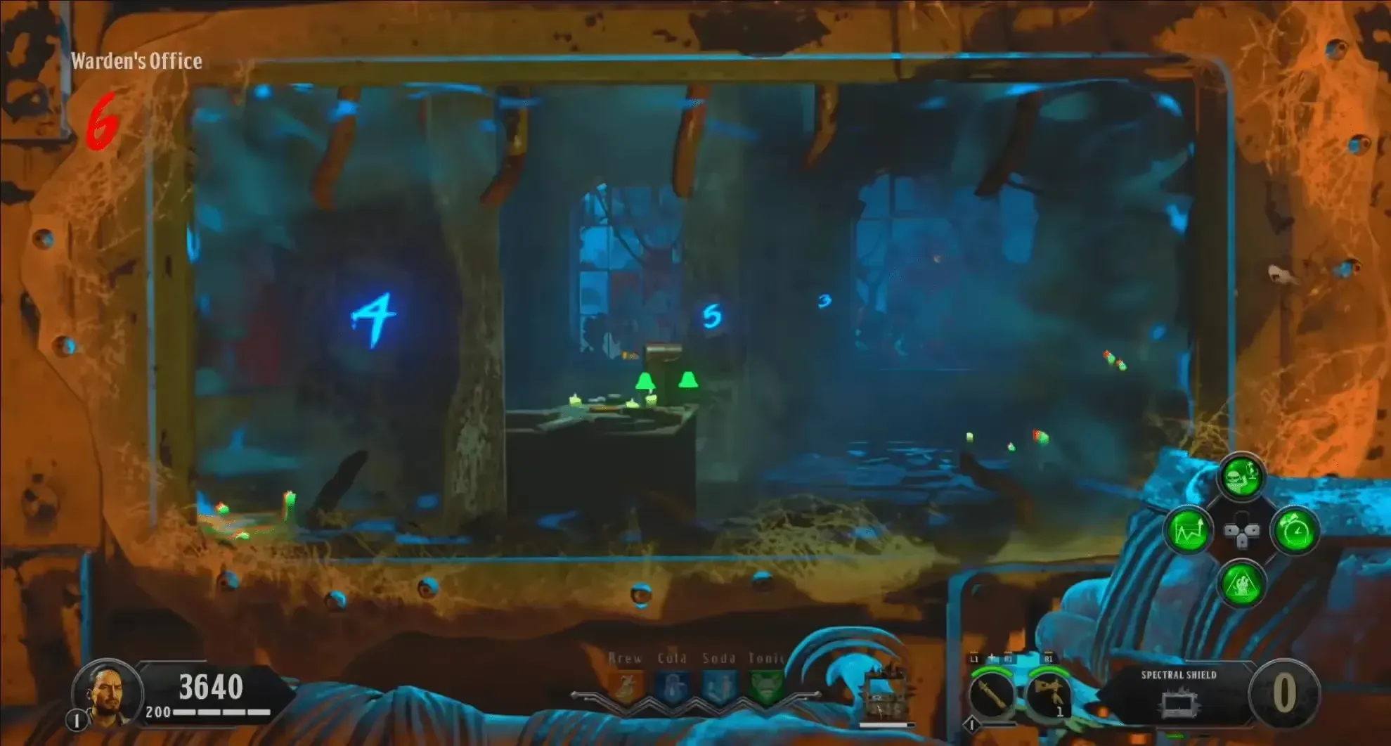 The three spectral digits on the Warden’s Office pillars
