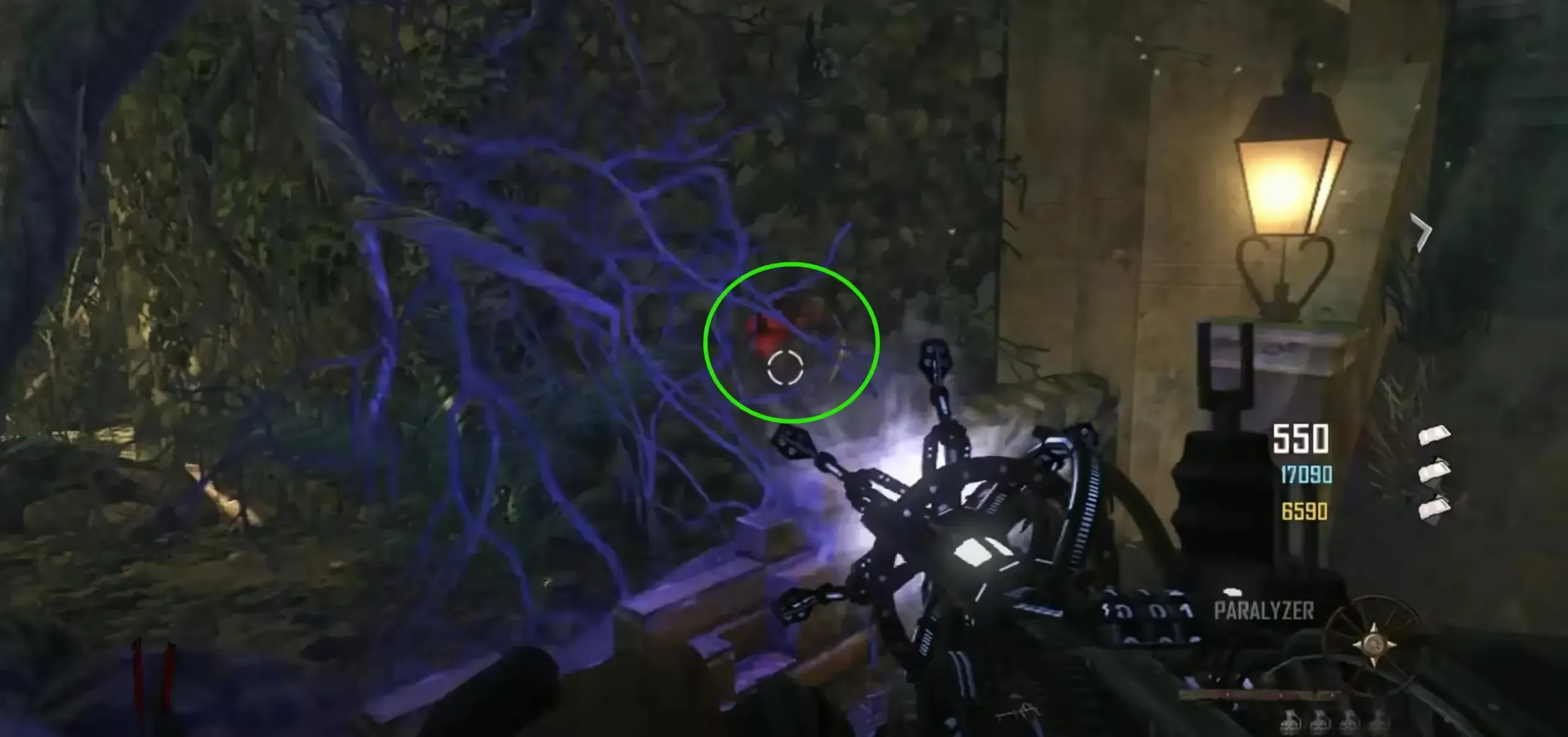 orb behind the witches mansion