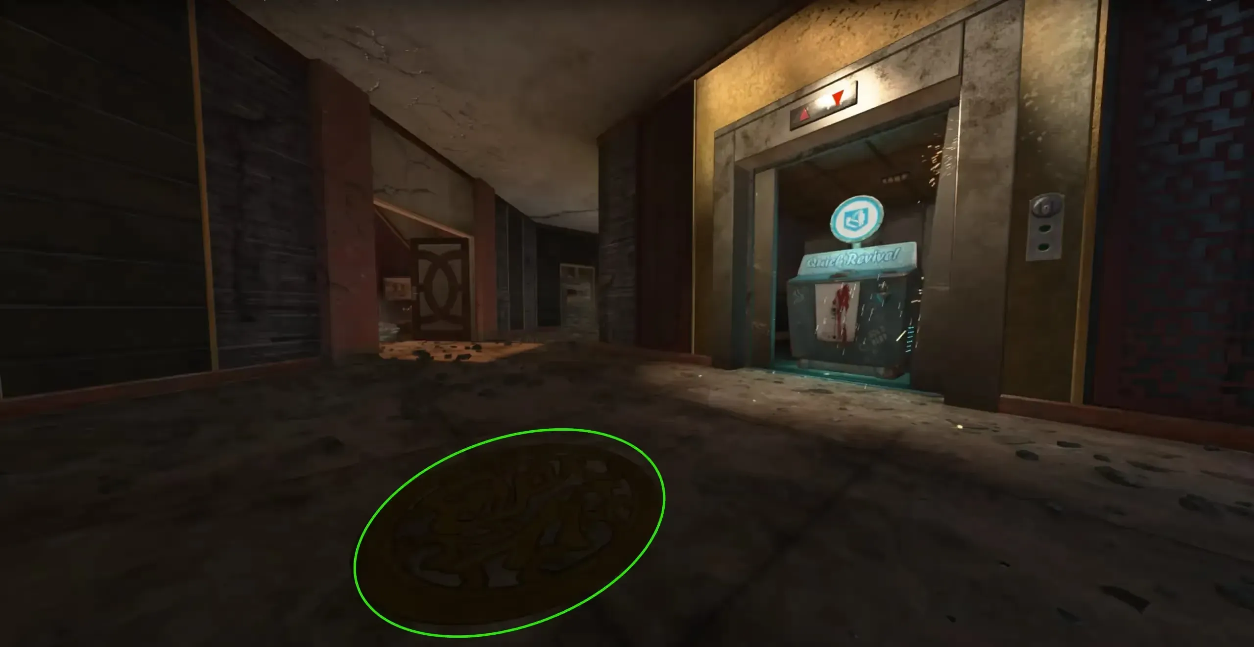 floor symbol in front of the quick revive elevator outside of spawn