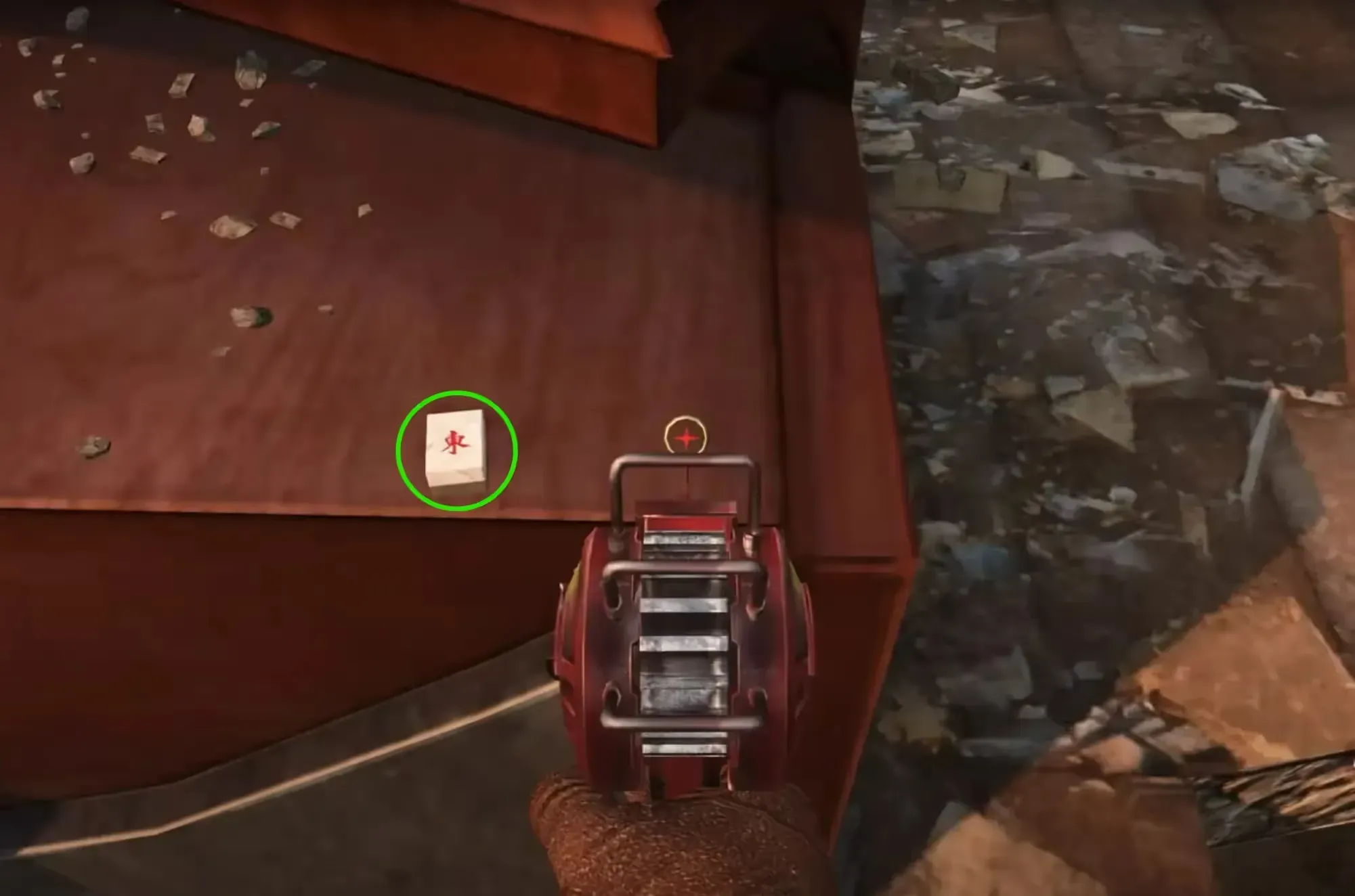 in the spawn buildilng on the desk tile spawn