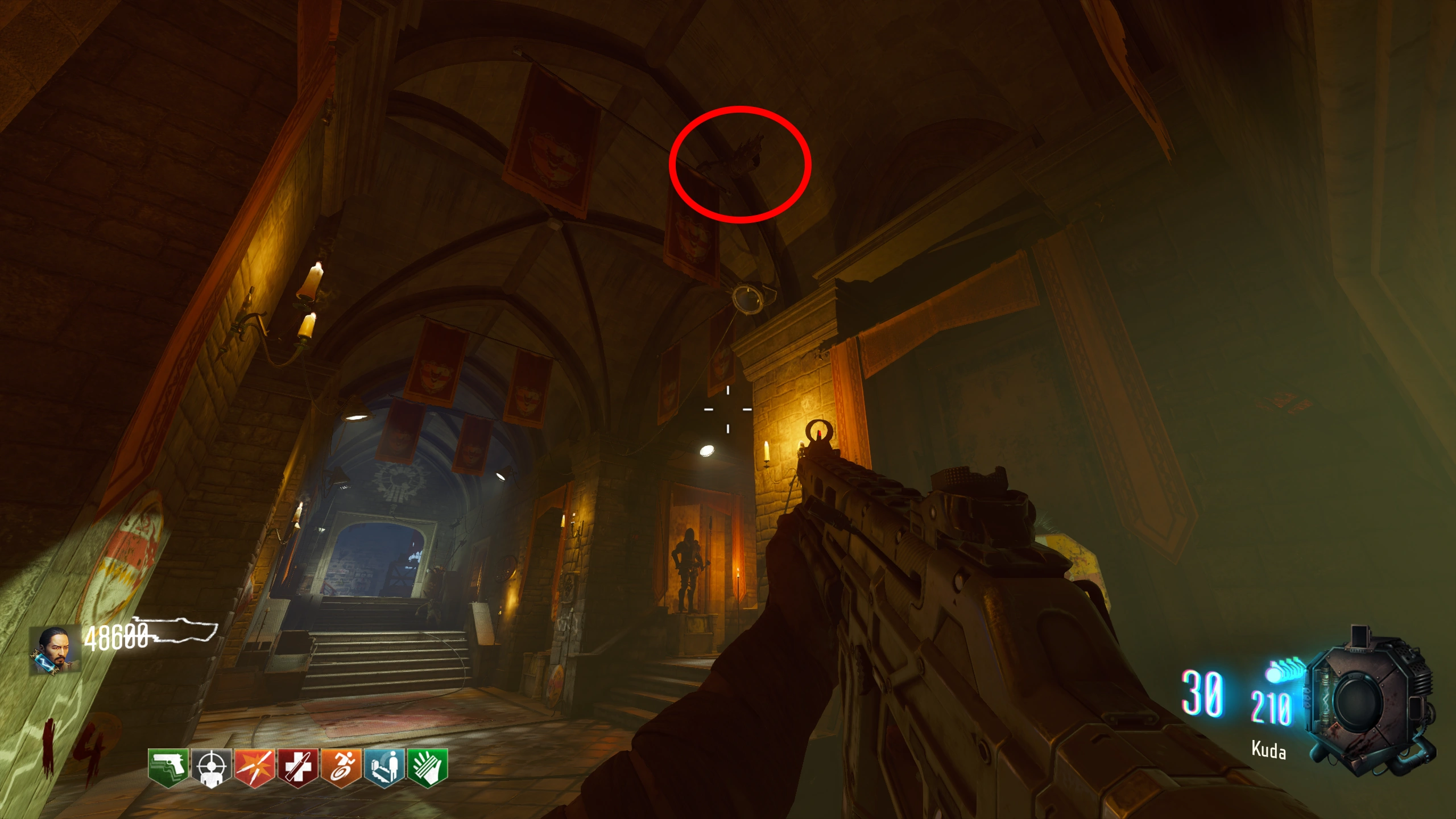 One hanging claw above the Knight’s Hall window.