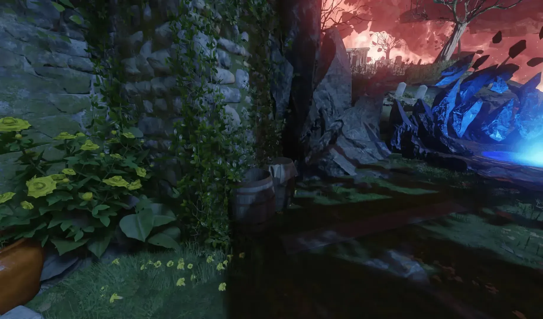 Spawn / Shangri-La · Barrel by spawn’s jump pad toward Origins.