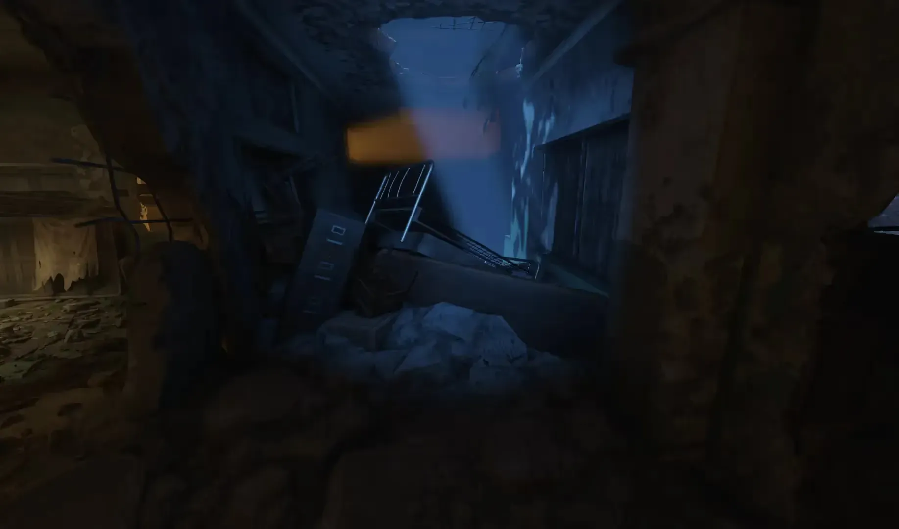 Verrückt · Blue-lit debris above the Speed Cola stairs.