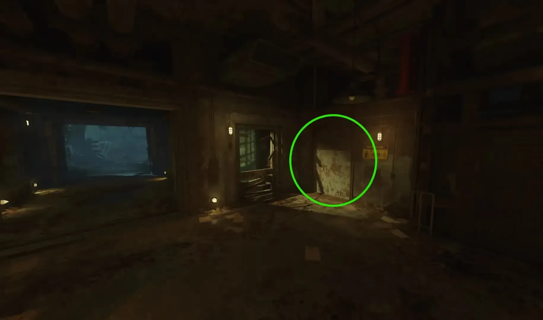 The elevator mechanism is behind this wall.