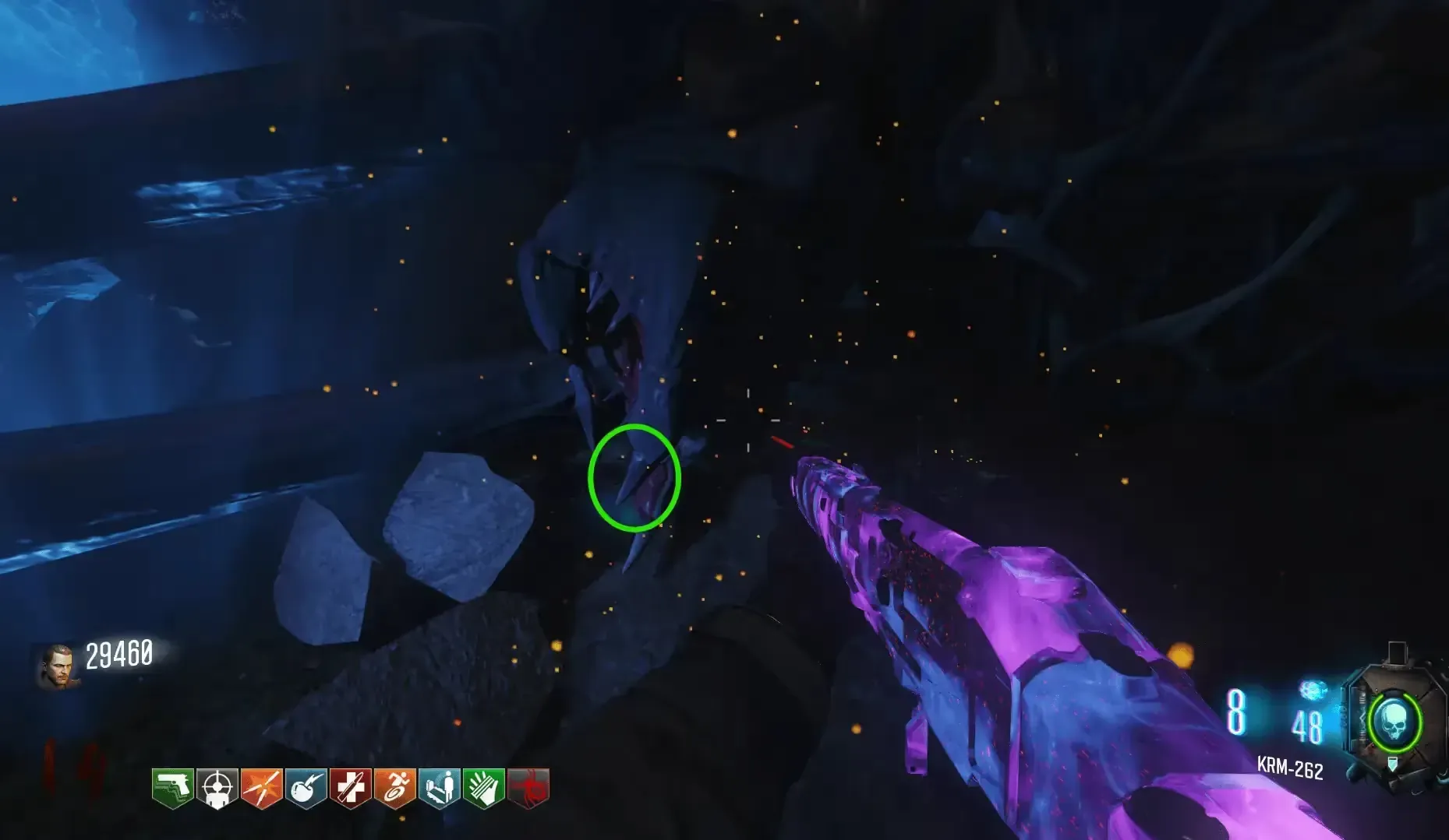 Interact with the dead spider’s mouth.