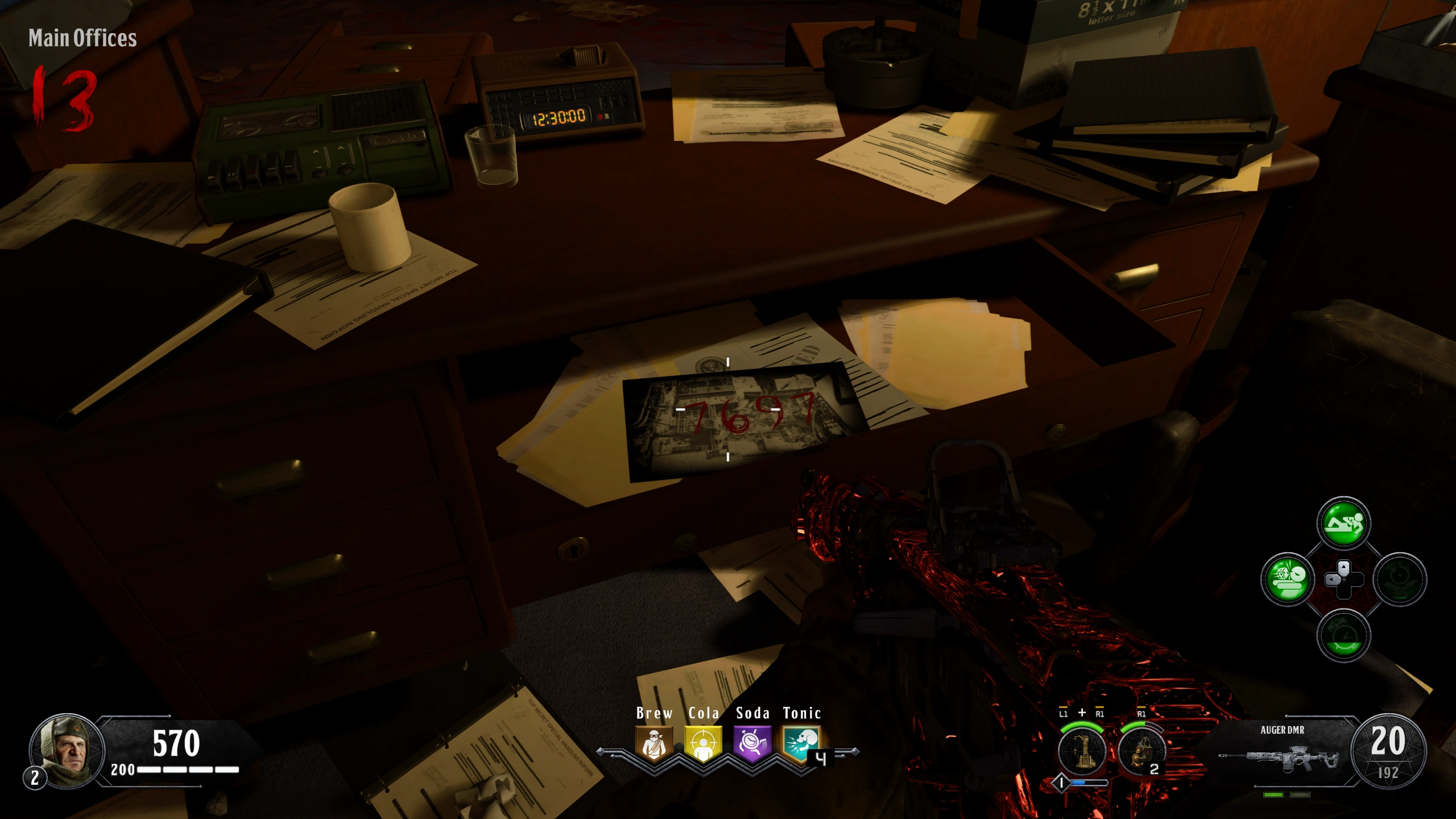 Der Riese clue photograph at Main Offices desk drawer; example digits only