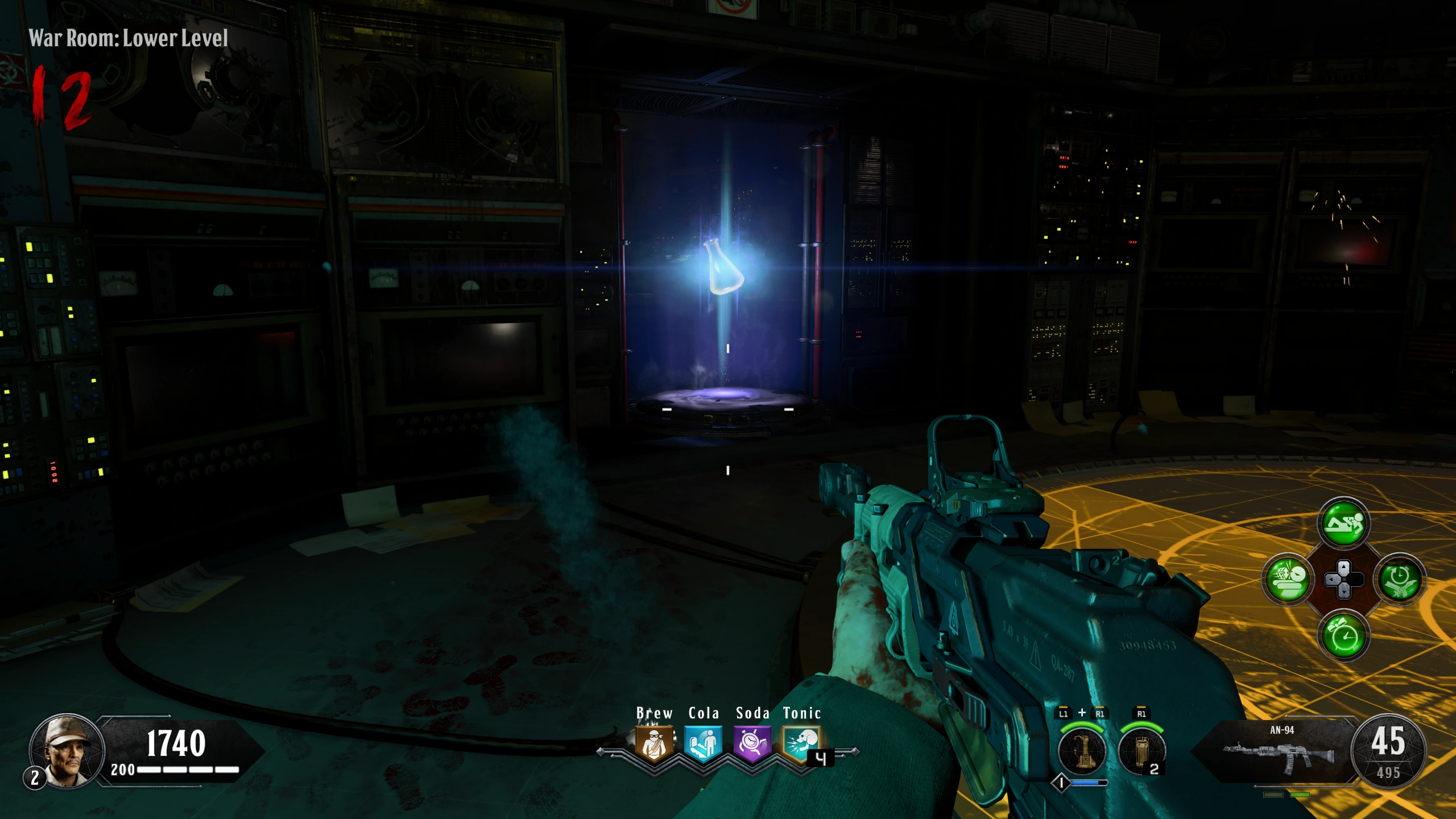 Install the amplifier at this small lower War Room pad
