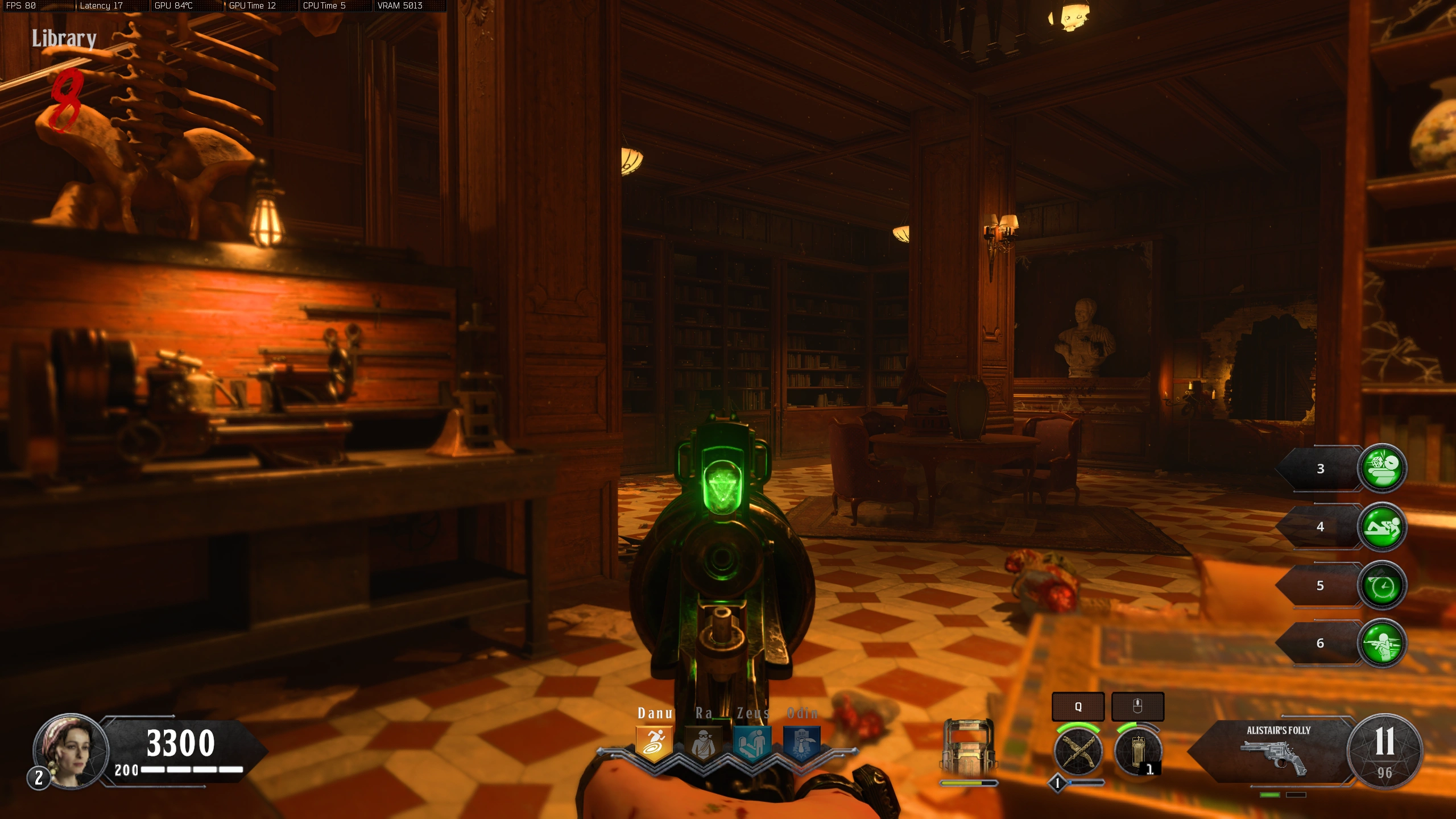 Shield-bash this Library bookcase to reveal the gun component