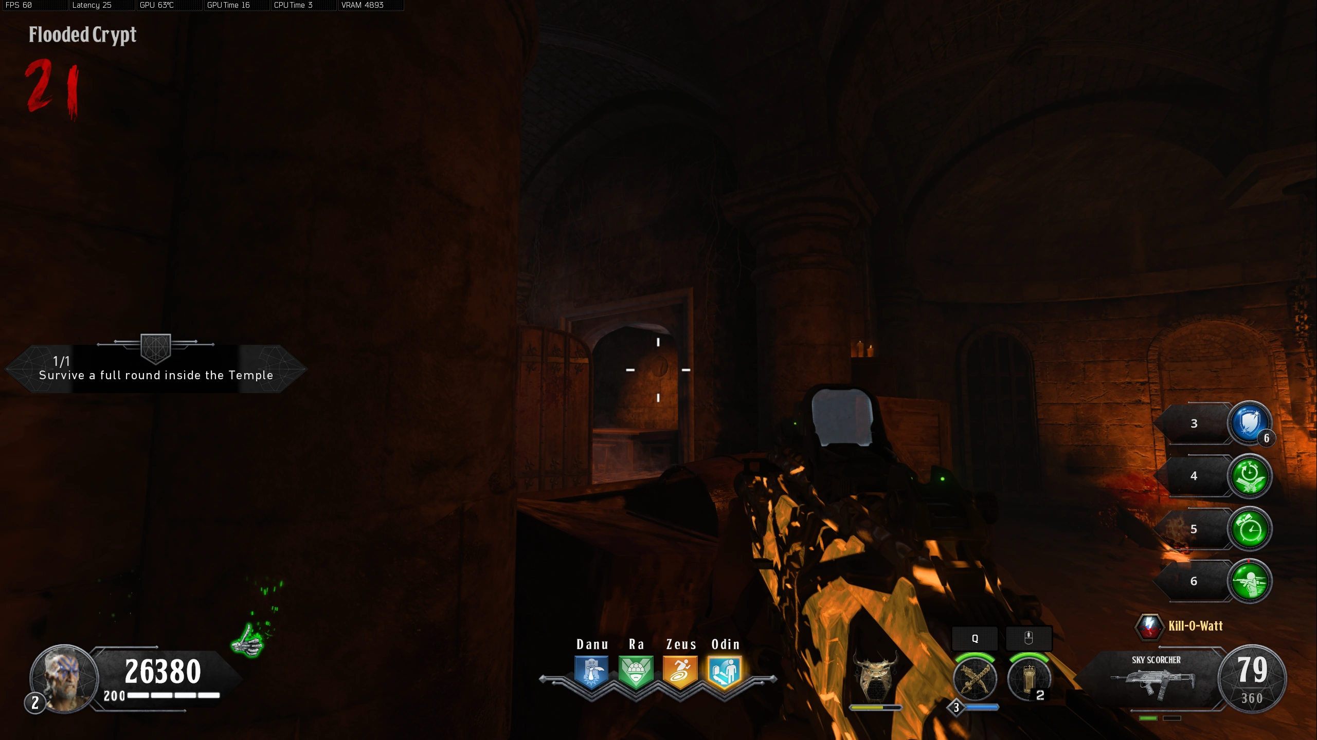 Flooded Crypt bull sightline.