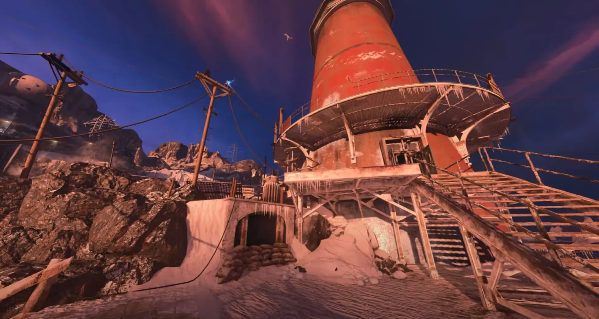 Check the Lighthouse exterior for the hanging icicle