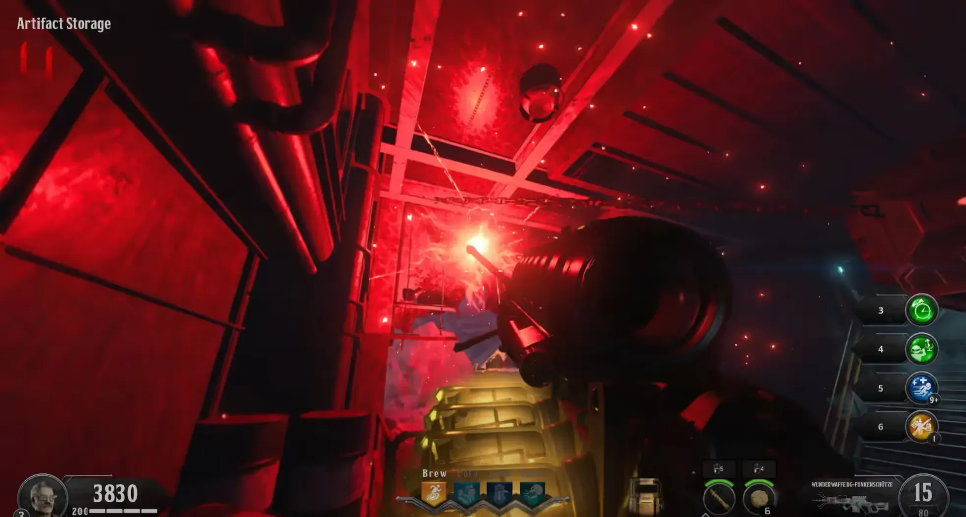 Shoot the red orb to release its smaller orange orbs