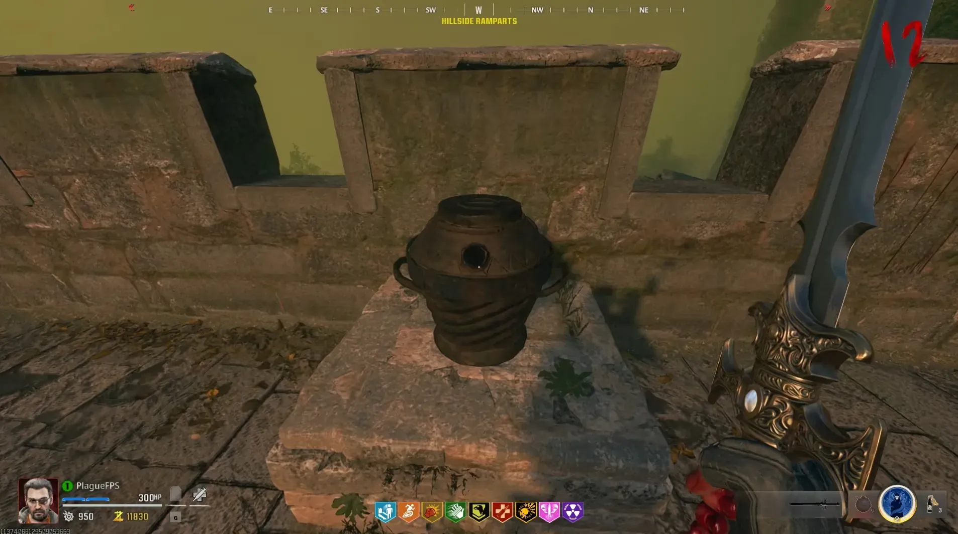 Place the rods and transfer three sword charges into this vase