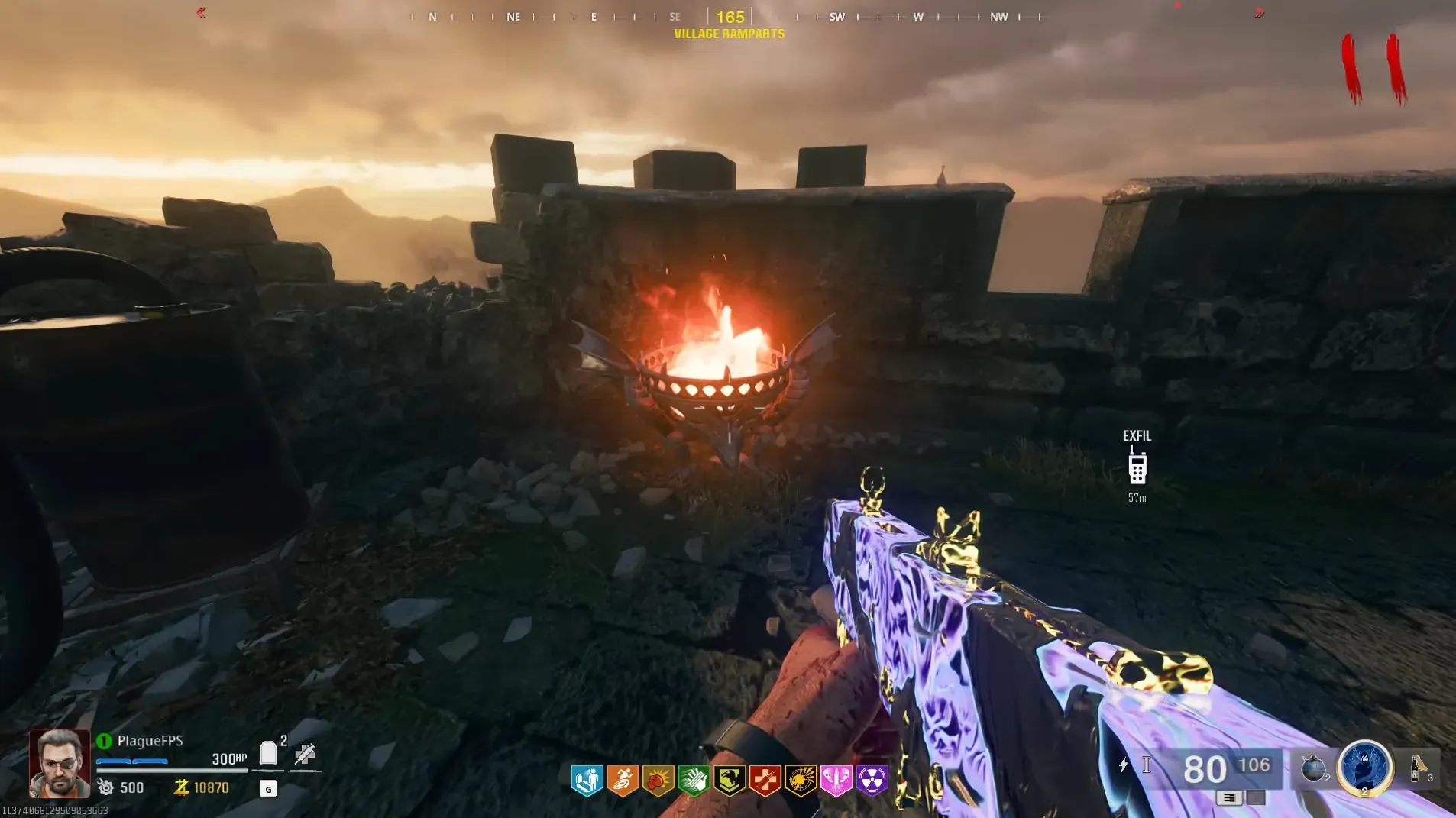 Brazier on the ramparts beside the cannon