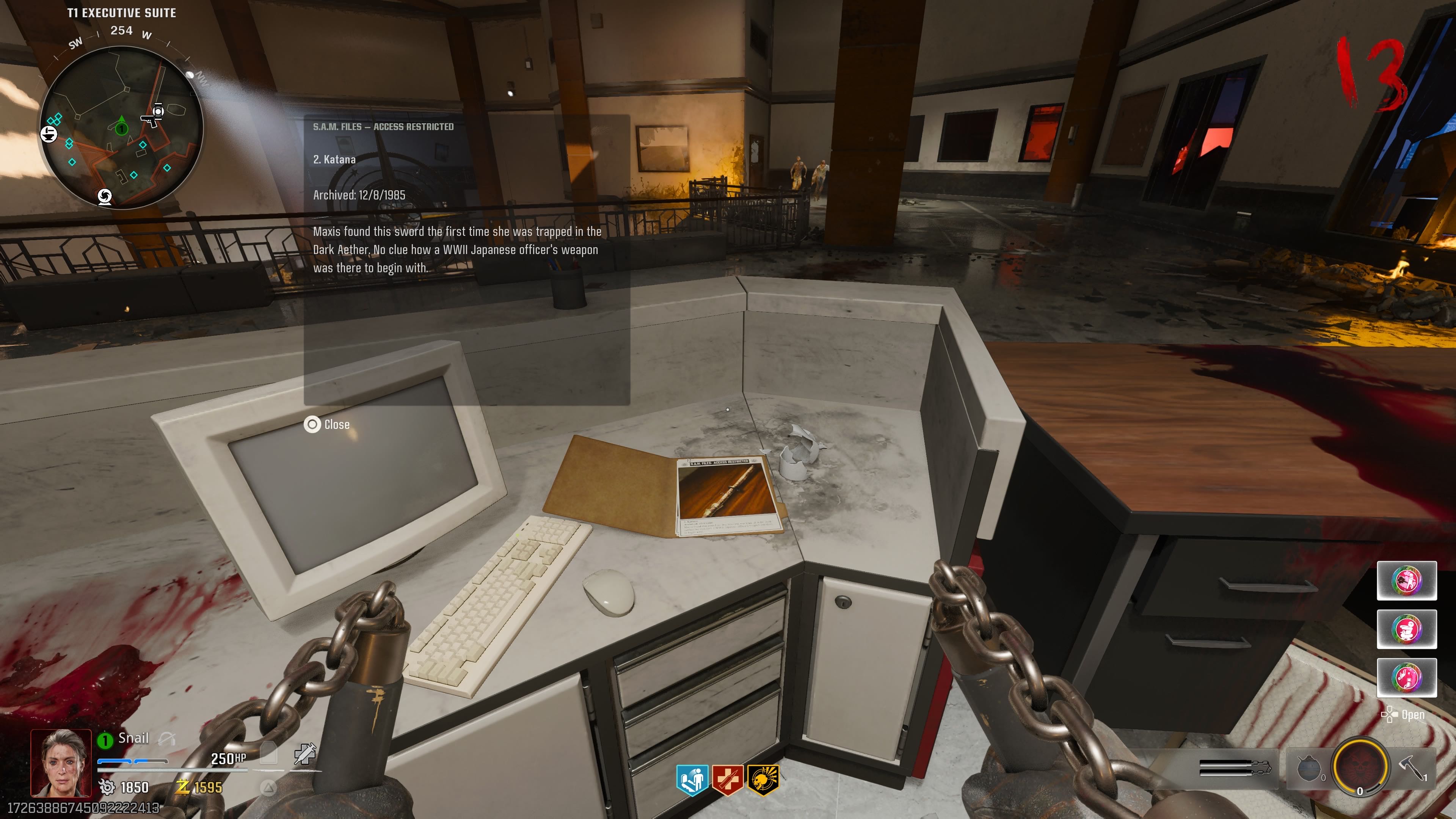 Katana: Executive Suite desk, or Teleportation Lab terminals