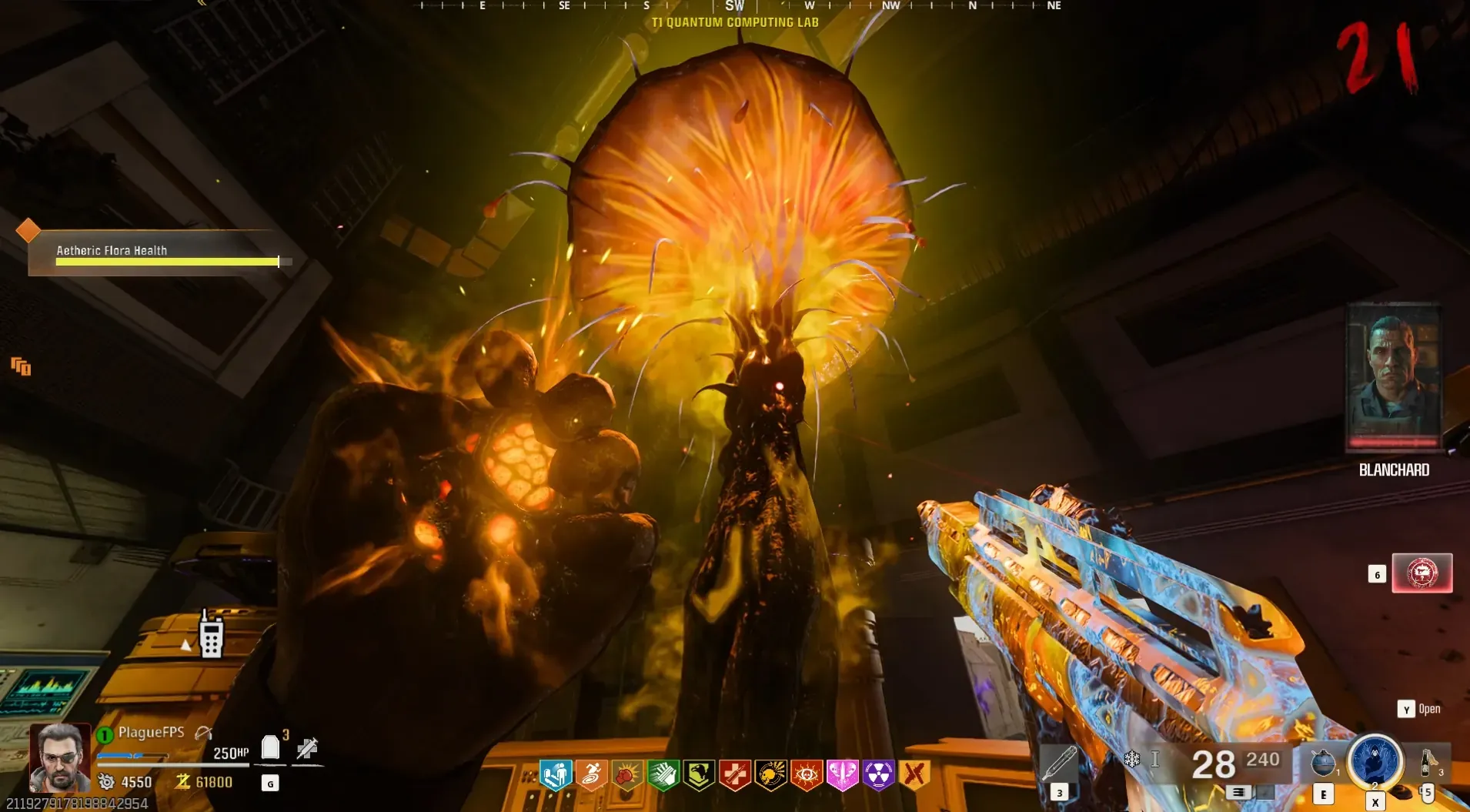 Stand under each glowing yellow Flora until it drains