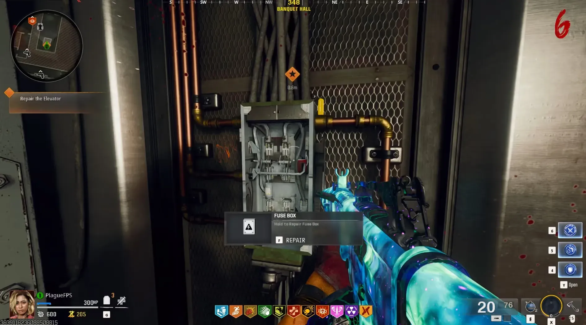 The elevator repair panel in Banquet Hall