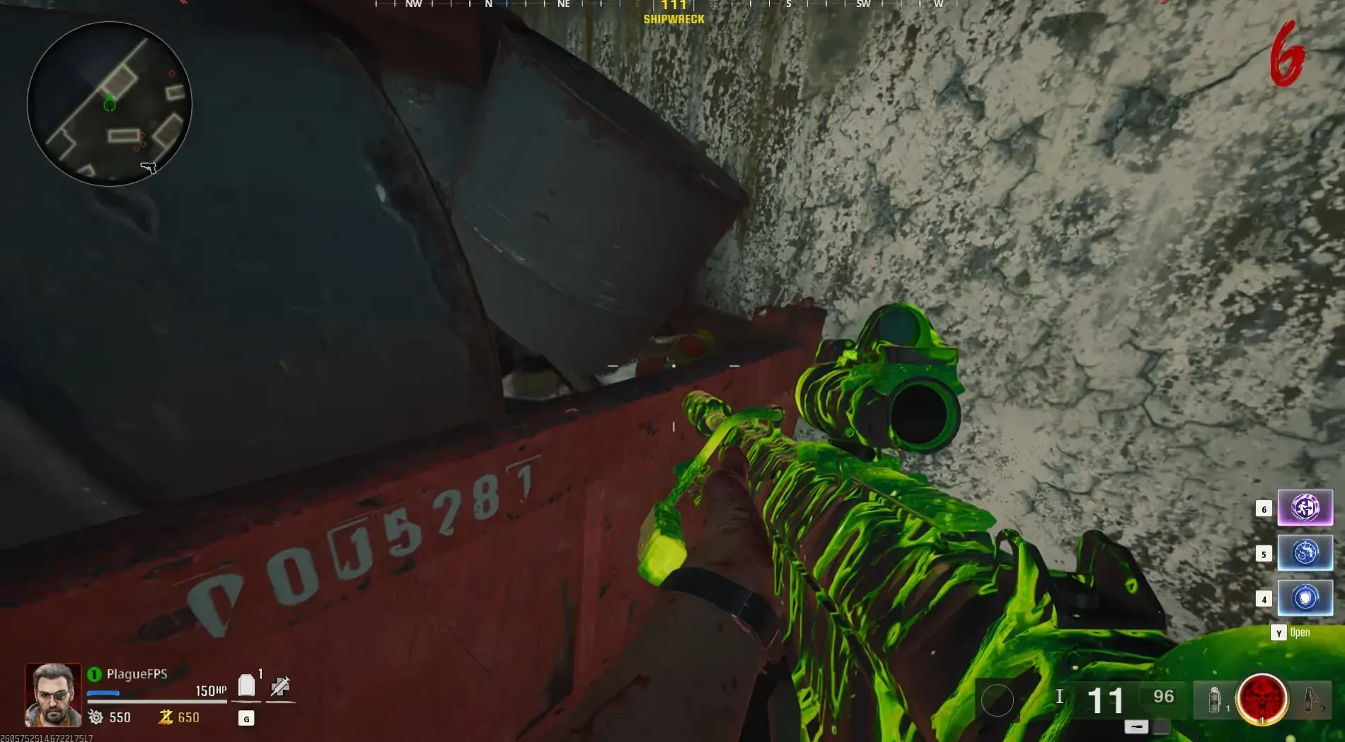 Shipwreck duck: red rubbish container opposite the SVD