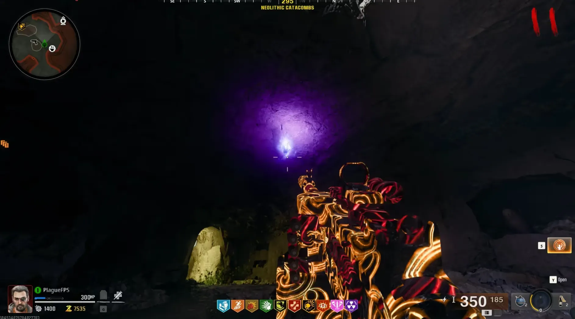 Position the lantern in front of the Catacombs crafting area