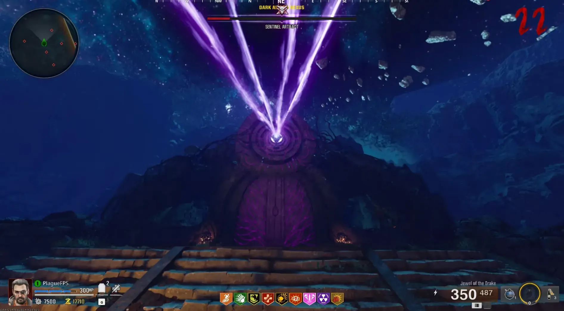 Locate the final artifact at the back of the arena and finish its damage check