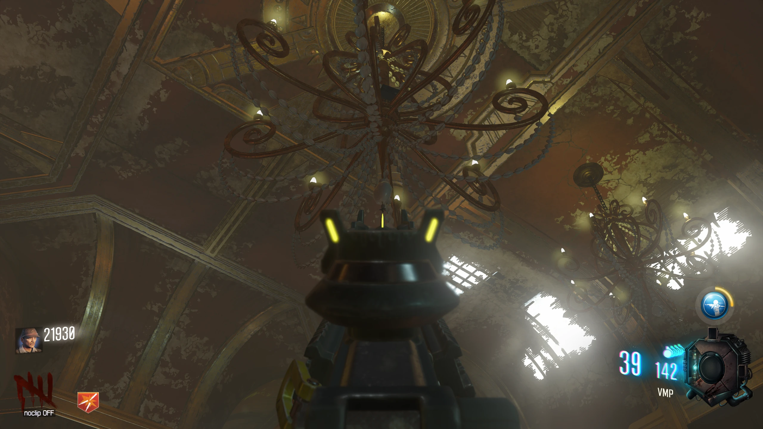 Theatre Area - Hanging below the large "orb", below the main chandelier (above the turret)