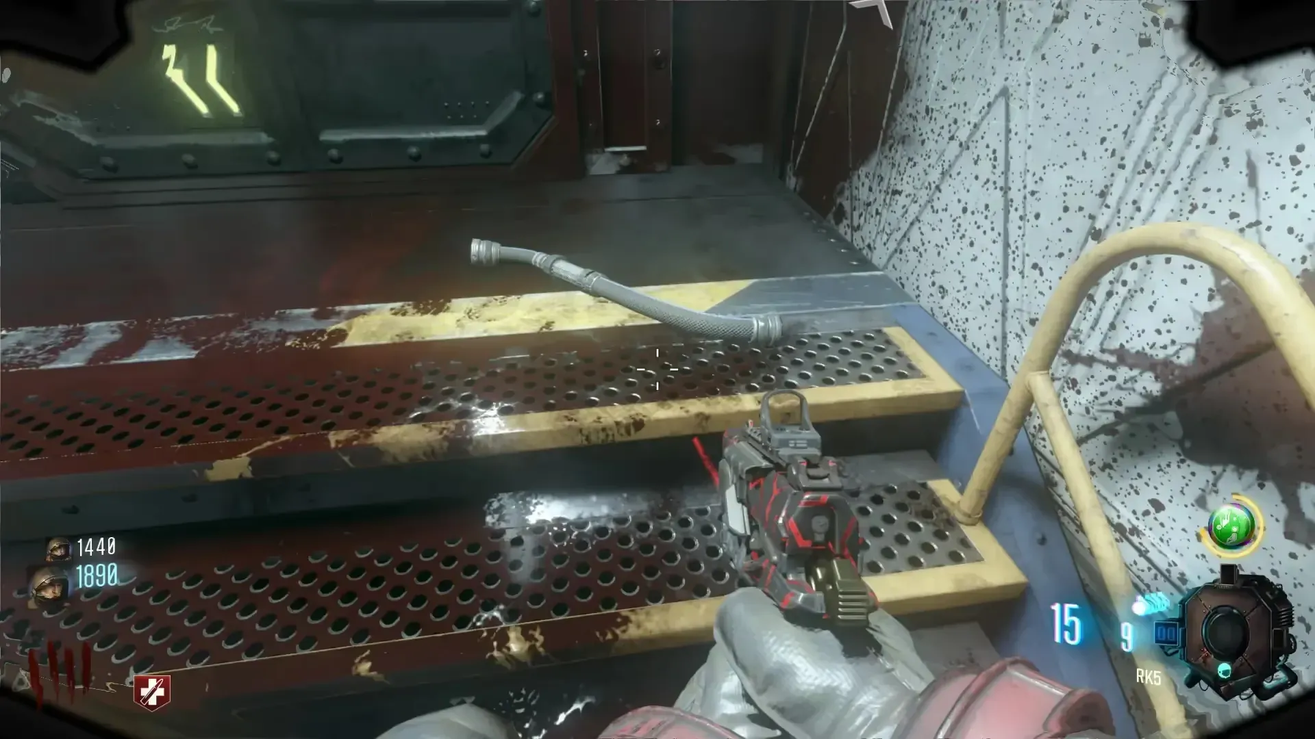 S shaped cable appearance (location in the image is stairs leading to the third floor of the lab)