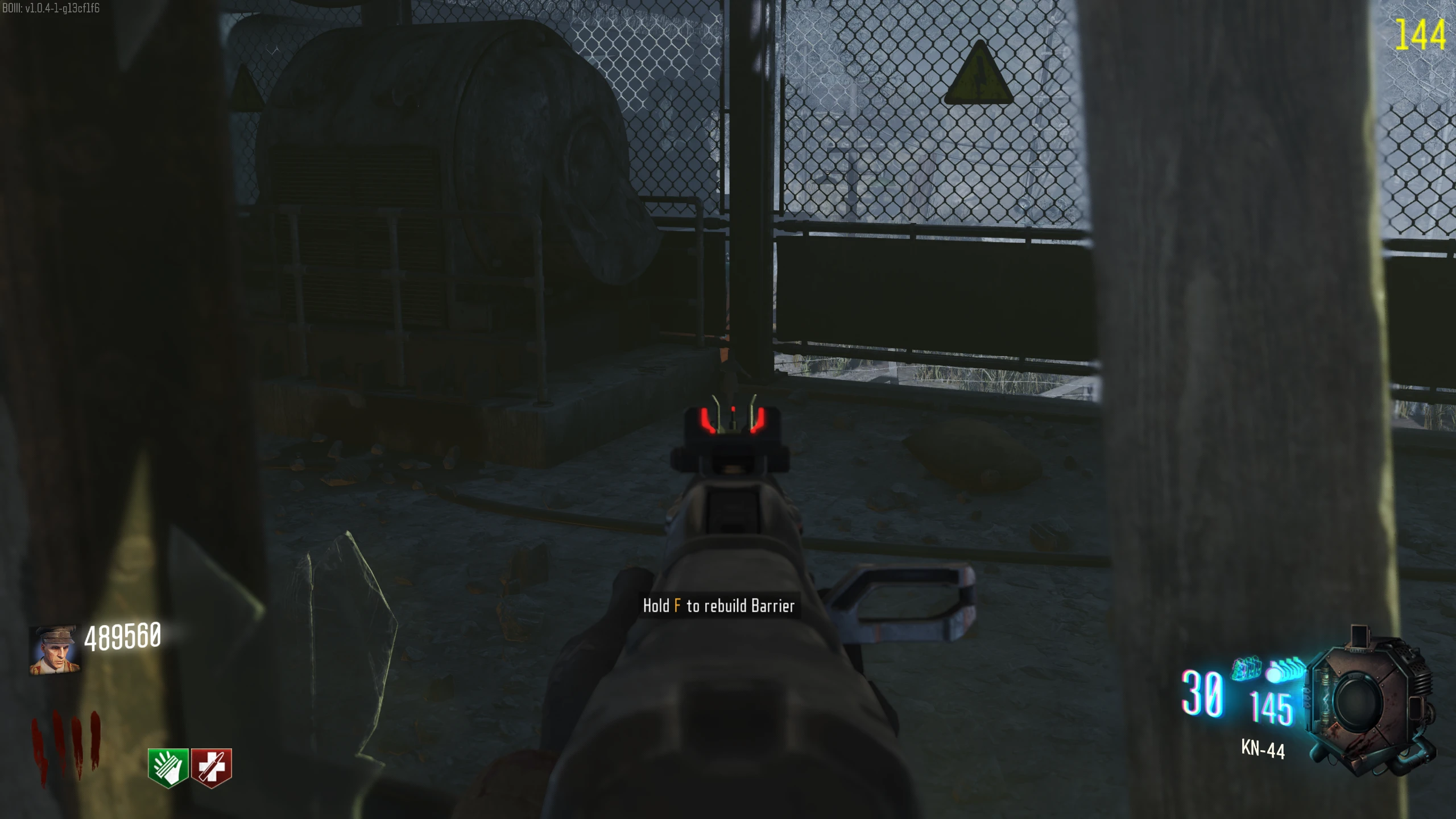 Second Floor - Next to a power generator, out the window at the top of the spawn room stairs