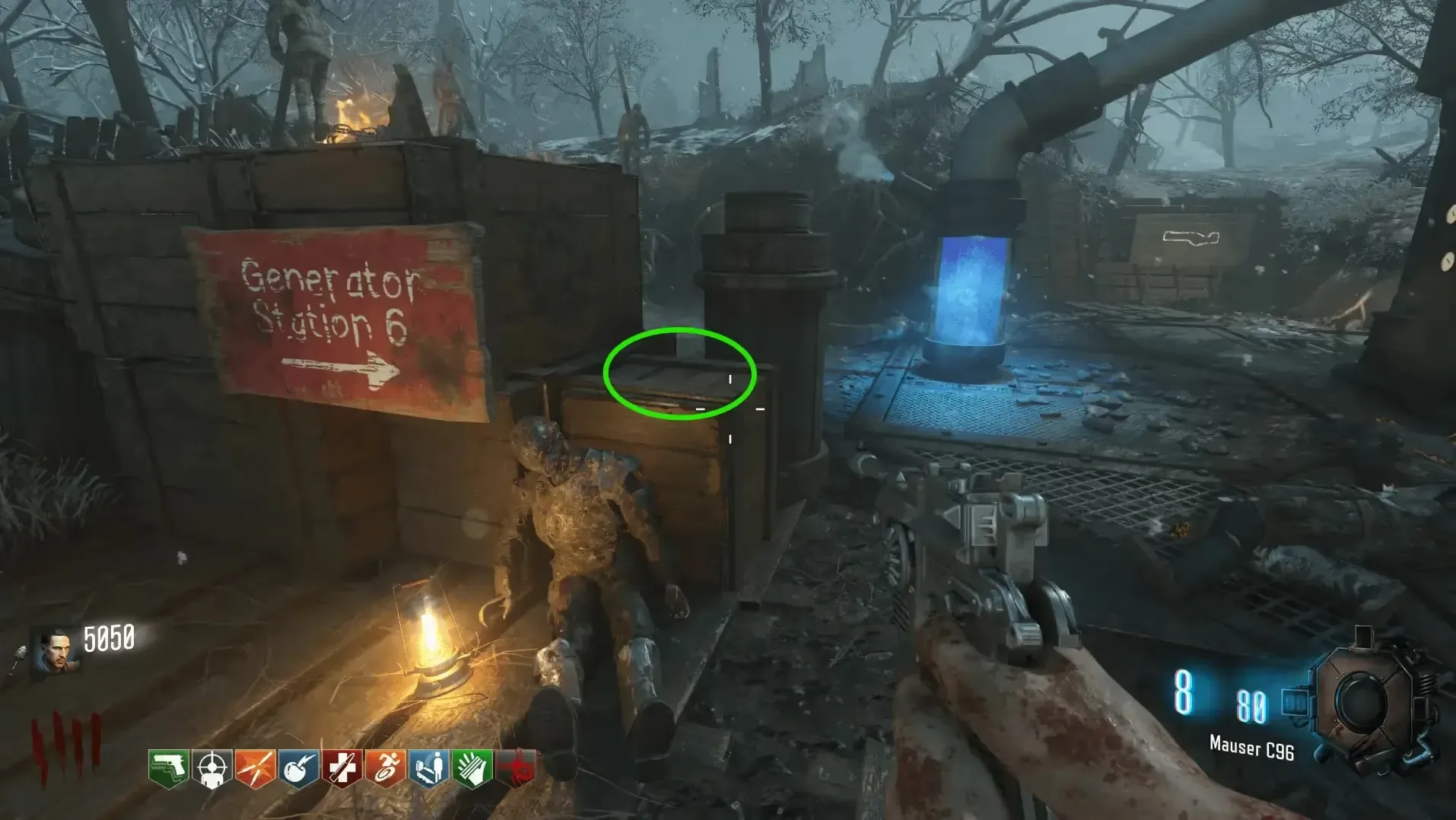 On a box right of the Generator 6 sign