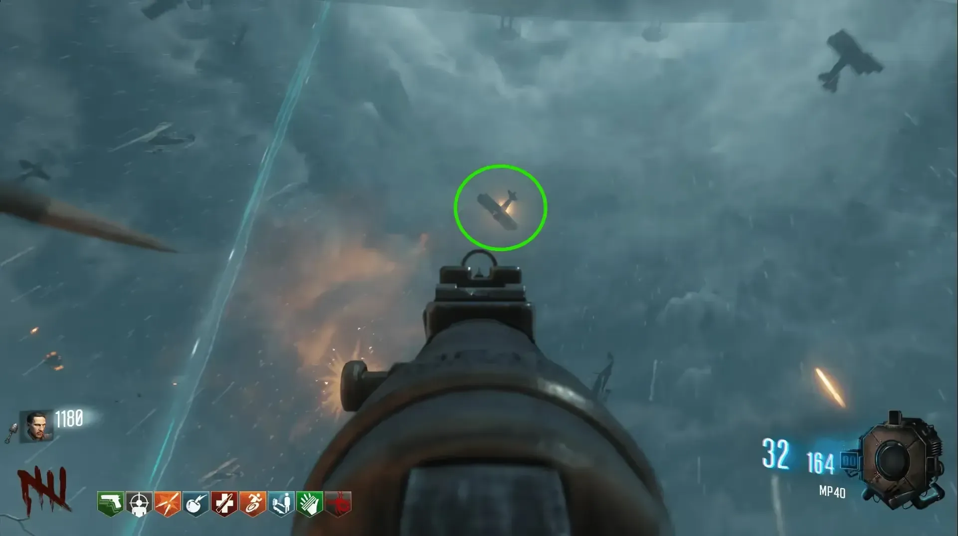 Glowing Shooting down a glowing plane with a bullet weapon