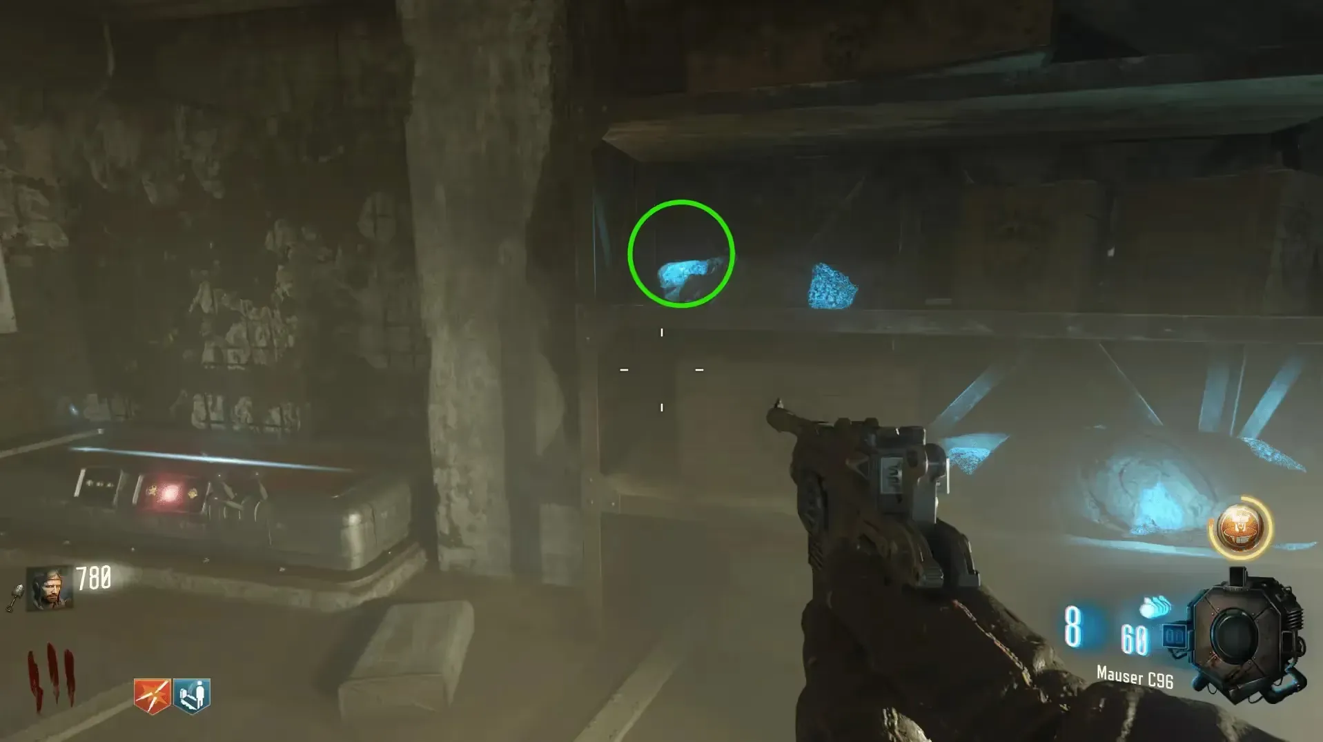 On the shelf right of the Mystery Box