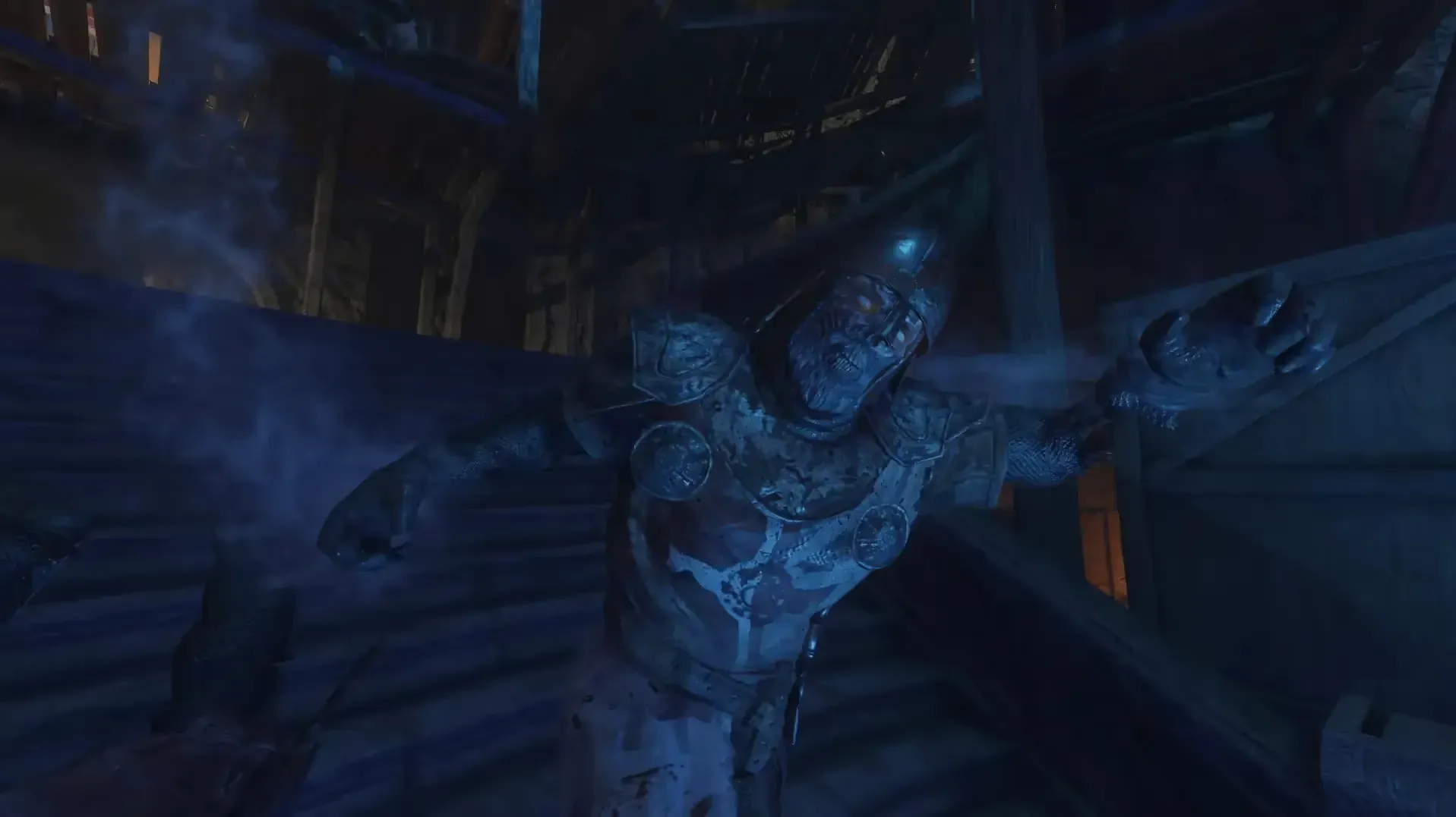 Templar Zombie with a light mist around their fists