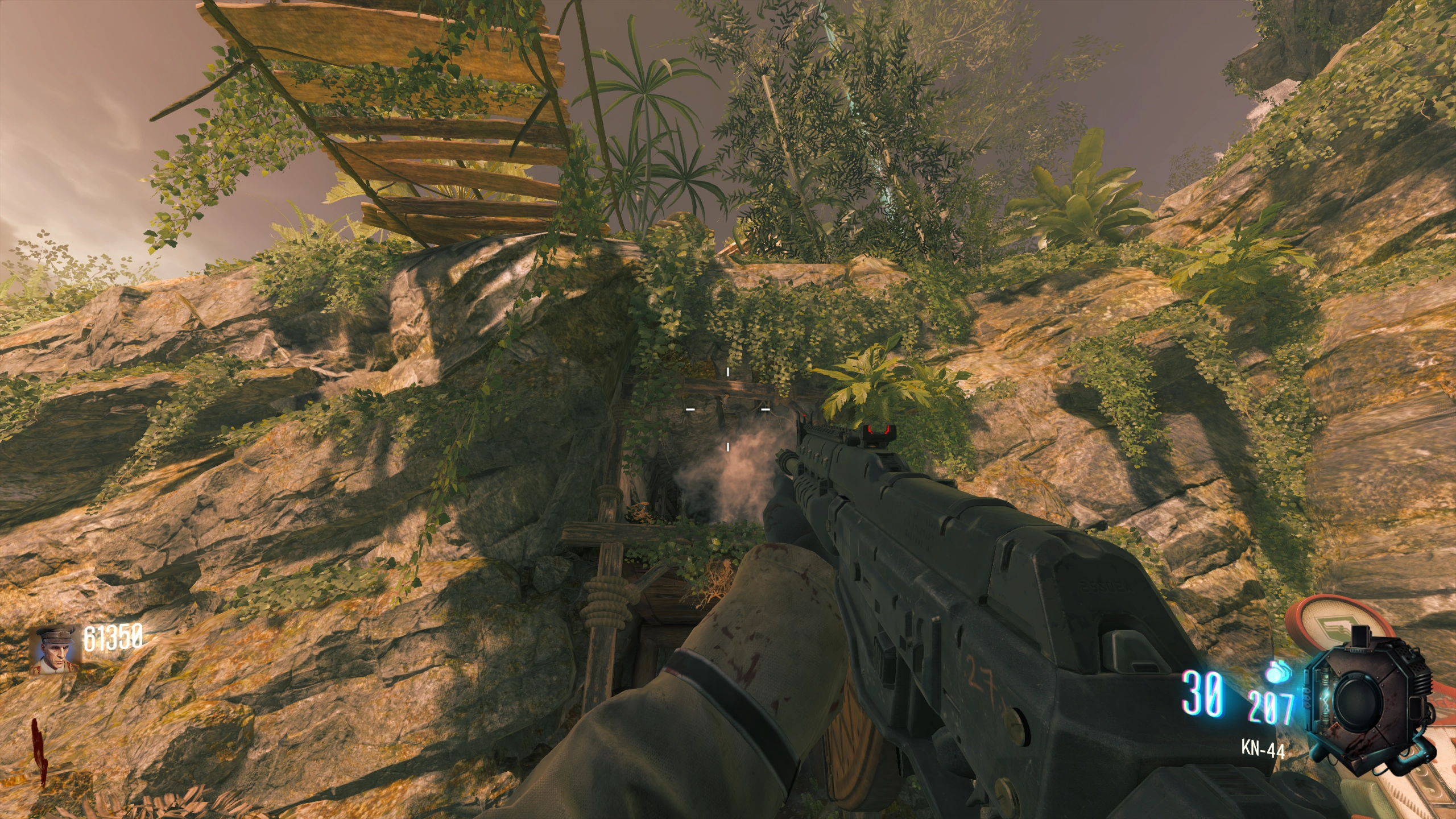 Waterfall - Hanging from the last cross beam of the Minecart tunnel