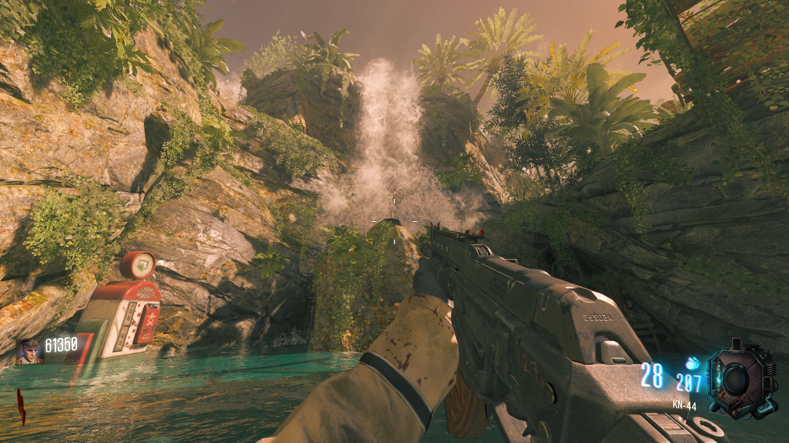 Waterfall - On top of the wall at the base of the waterfall