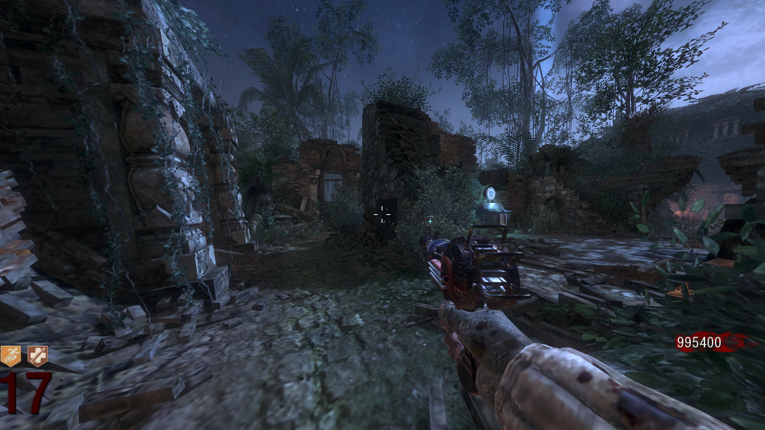 Spawn Room - Left of the Quick Revive machine, on the other side of the wall