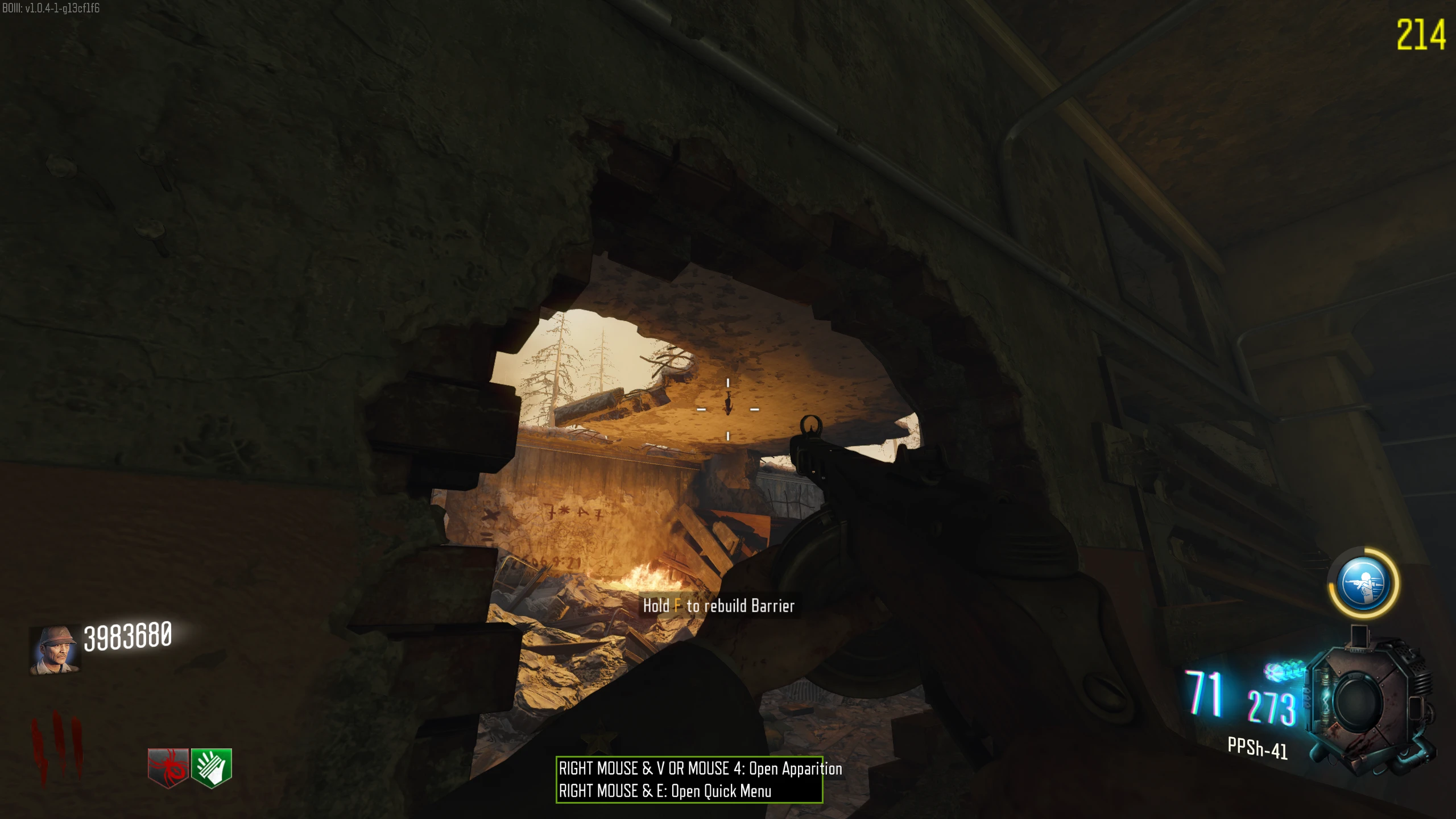 Mule Kick Room - Hanging from the ceiling inside a barrier
