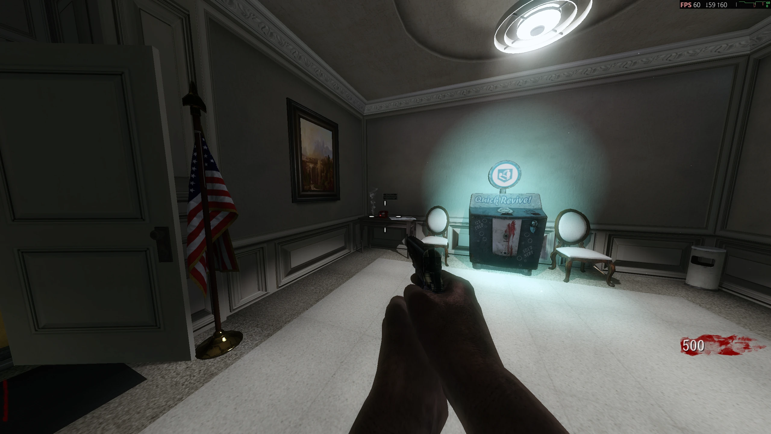On the table left of the Quick Revive machine