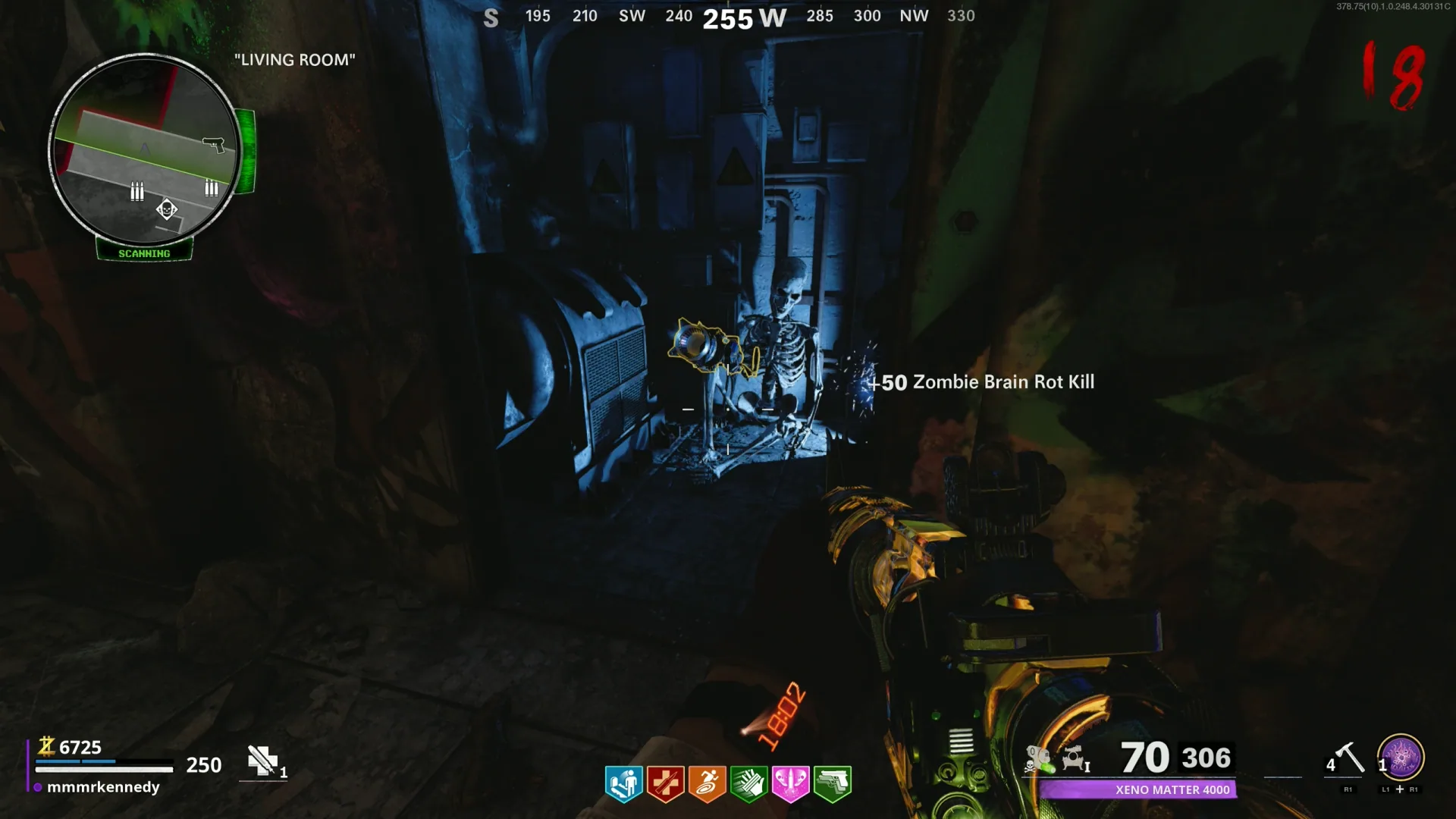 The free D.I.E. appears on the skeleton after the door is destroyed