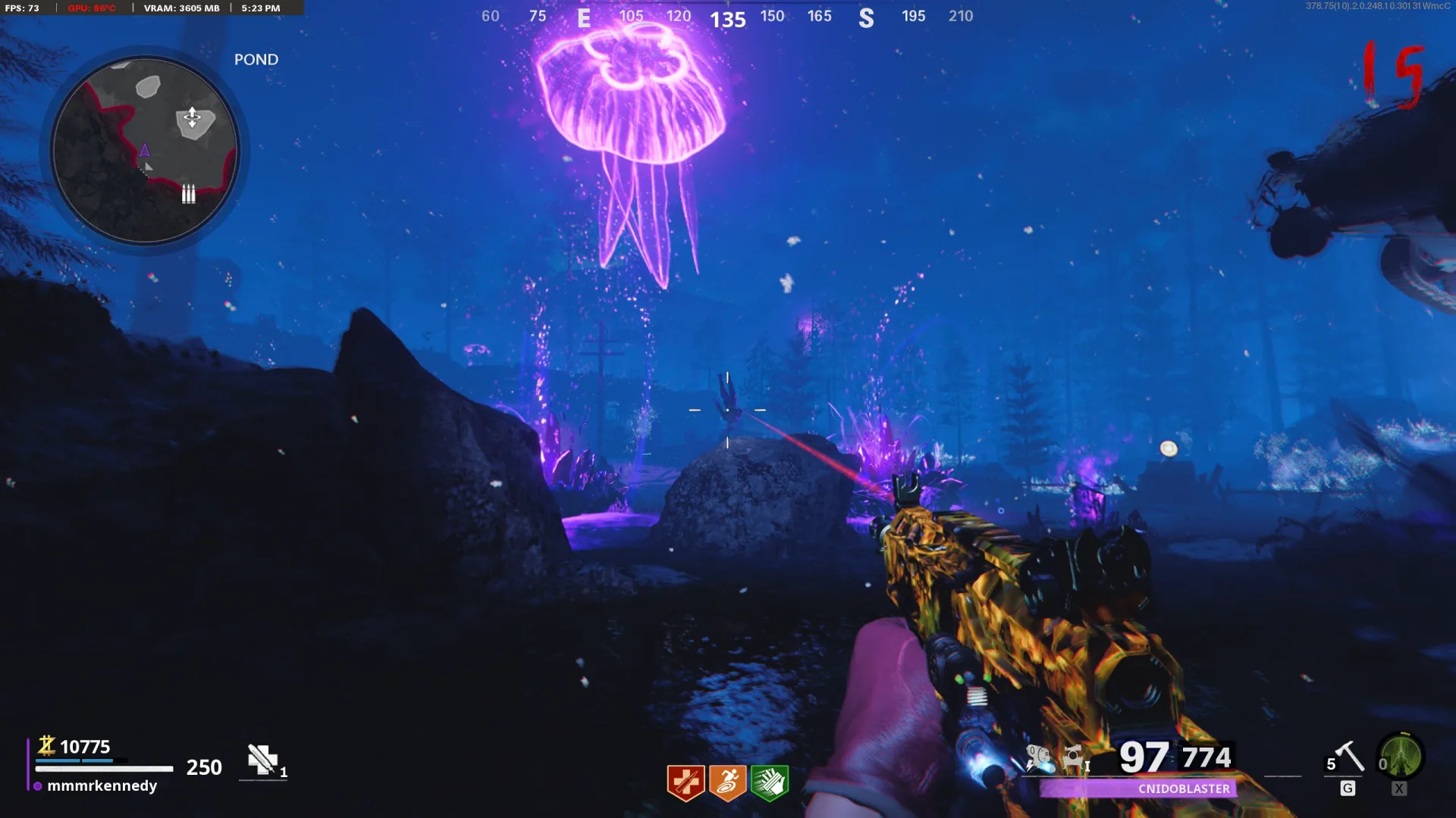 Final floating zombie: choose the reward shot or walk beneath it