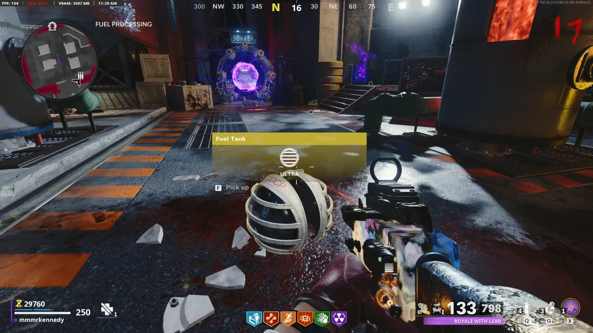 Take the Fuel Tank from the floor after the defense